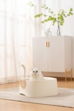 Michu Macaron High Edge Cream White Open Style Extra Large Cat Litter Box Designed by MEOOF XL - Image 13