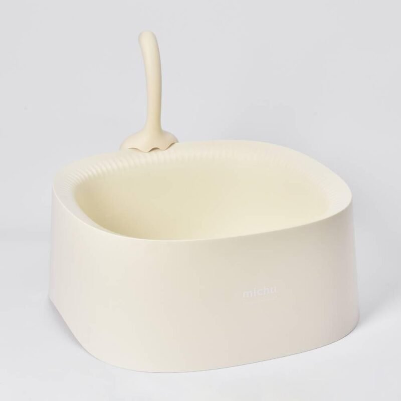 Michu Macaron High Edge Cream White Open Style Extra Large Cat Litter Box Designed by MEOOF XL - MichuPet