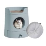 Michupet XL Castle 2-in-1 Cat Litter Box with Scratch Basin & Scoop Included Morandi Green - MichuPet