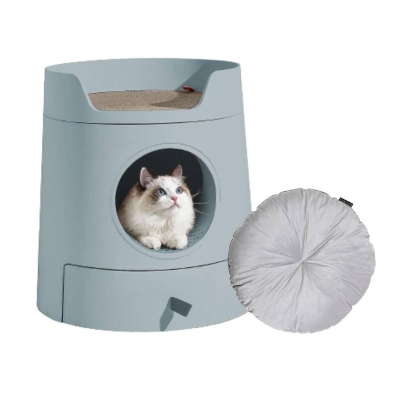 Michupet XL Castle 2-in-1 Cat Litter Box with Scratch Basin & Scoop Included Morandi Green - MichuPet