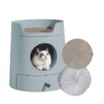 Michupet XL Castle 2-in-1 Cat Litter Box with Scratch Basin & Scoop Included Morandi Green - MichuPet