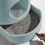 Michu XL Castle 2-in-1 Semi- Closed Cat Litter Box with Scratch Basin & Scoop Included Morandi Green - Image 11