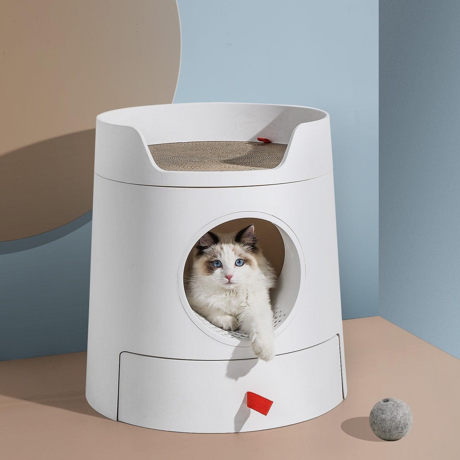 michupet-xl-castle-2-in-1-cat-litter-box-with-scratch-basin-and-scoop-included-white-michupet-1 Michupet XL Castle 2-in-1 Cat Litter Box with Scratch Basin & Scoop Included, White - MichuPet