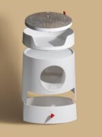 Michu XL Castle 2-in-1 Semi- Closed Cat Litter Box with Scratch Basin & Scoop Included, White - Image 8