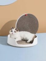 Michu XL Castle 2-in-1 Semi- Closed Cat Litter Box with Scratch Basin & Scoop Included, White - Image 9