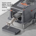 Oversized Fully Enclosed Stainless Steel Cat Litter Box with Handle & Anti-Splash Design - Image 4