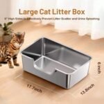 High-Sided Stainless Steel Cat Litter Box – Non-Stick Easy-Clean Metal Tray for Large Cats - Image 3