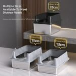 Semi-Closed Stainless Steel Cat Litter Box with High Sides for Large Cats - Image 5